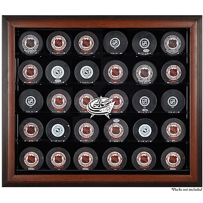 Columbus Blue Jackets 30-Puck Brown Display Case