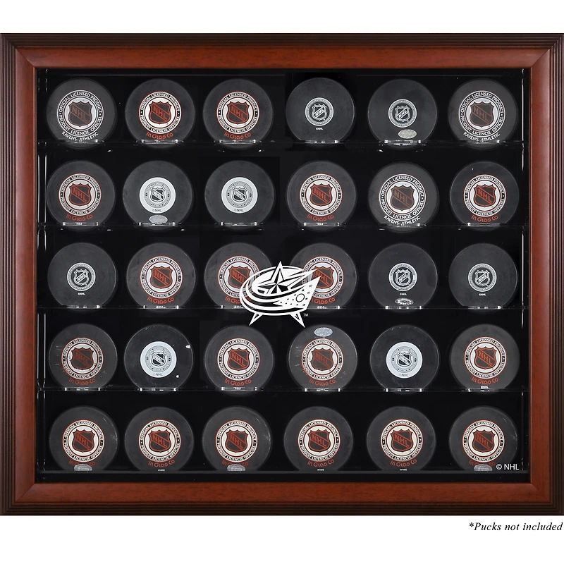 Columbus Blue Jackets 30-Puck Mahogany Display Case
