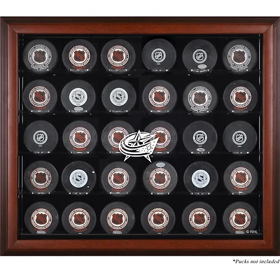 Columbus Blue Jackets 30-Puck Mahogany Display Case