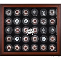 Columbus Blue Jackets 30-Puck Mahogany Display Case