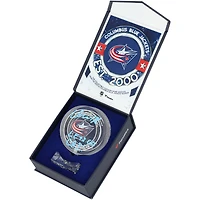 Columbus Blue Jackets Crystal Puck - Filled with Home Ice from the 2023-24 Season