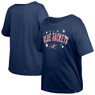 Girl's Youth New Era  Navy Columbus Blue Jackets Flip Sequin T-Shirt