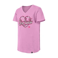 T-shirt à col en V paillettes inversées pour fille New Era Columbus Blue Jackets rose