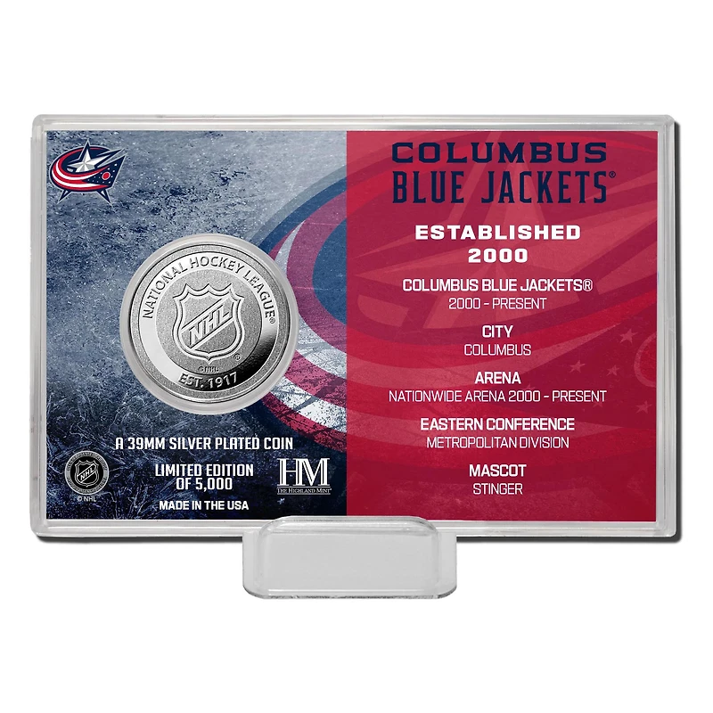 Histoire de l'équipe des Blue Jackets de Columbus de Highland Mint - Coin Card