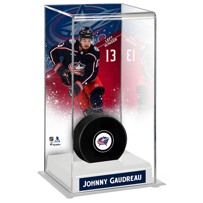 Johnny Gaudreau Columbus Blue Jackets Deluxe Tall Hockey Puck Display Case