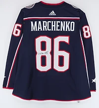 Kirill Marchenko Columbus Blue Jackets Maillot adidas bleu marine autographié