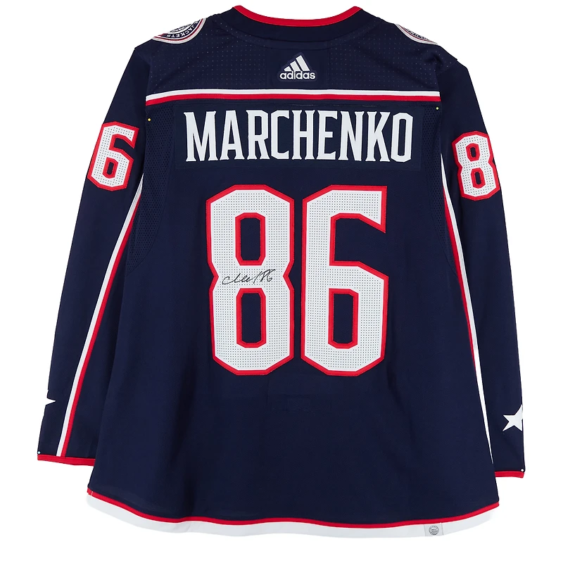 Kirill Marchenko Columbus Blue Jackets Autographed Navy adidas Jersey