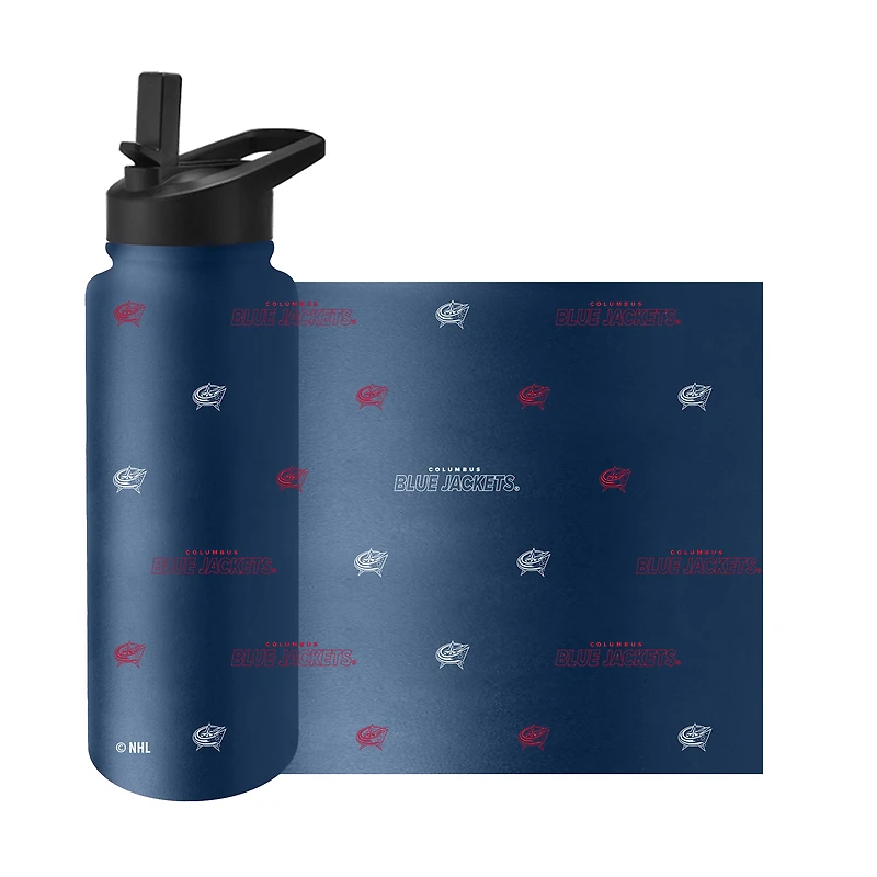 Bouteille de 1 litre (34 oz) de boisson rafraîchissante Logo Brands Columbus Blue Jackets