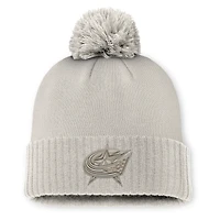 Bonnet en tricot à revers avec pompon Fanatics Grey Columbus Blue Jackets Road 7 pour homme