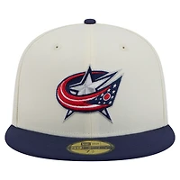 Casquette ajustée bicolore chromée 59FIFTY pour homme New Era Columbus Blue Jackets blanche