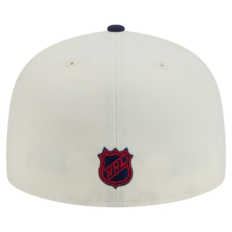 Casquette ajustée bicolore chromée 59FIFTY pour homme New Era Columbus Blue Jackets blanche