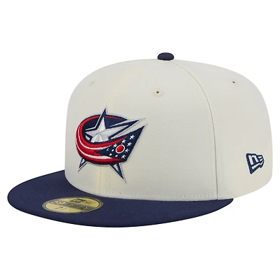 Casquette ajustée bicolore chromée 59FIFTY pour homme New Era Columbus Blue Jackets blanche