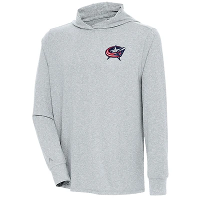 Men's Antigua  Heather Gray Columbus Blue Jackets Saga Pullover Hoodie