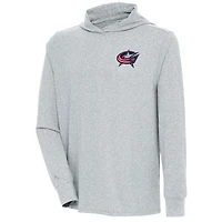 Sweat à capuche Antigua Saga gris chiné pour homme, style Columbus Blue Jackets