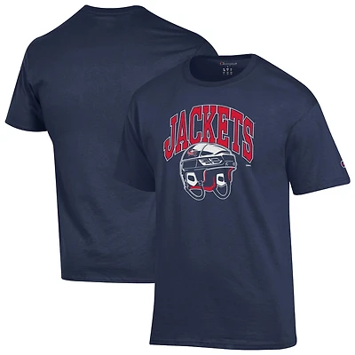 Men's Champion Navy Columbus Blue Jackets Helmet T-Shirt