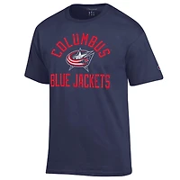 T-shirt Champion pour homme, bleu marine, logo principal des Blue Jackets de Columbus