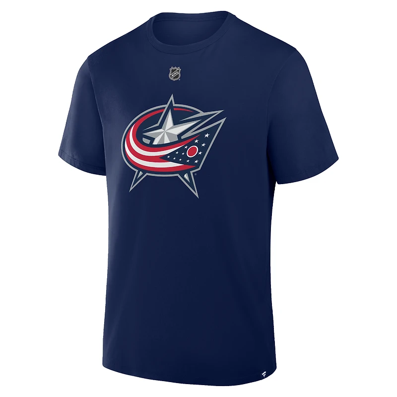 T-shirt fanatique Adam Fantilli bleu marine des Blue Jackets de Columbus pour homme, authentique, avec nom et numéro Stack