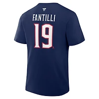 Men's Fanatics Adam Fantilli Navy Columbus Blue Jackets Authentic Stack Name & Number T-Shirt