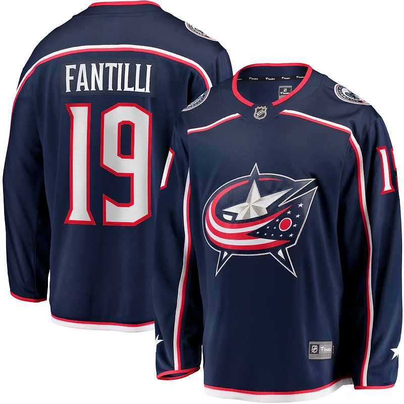 Maillot de joueur à domicile Premier Breakaway des Columbus Blue Jackets bleu marine Adam Fantilli Fanatics pour hommes