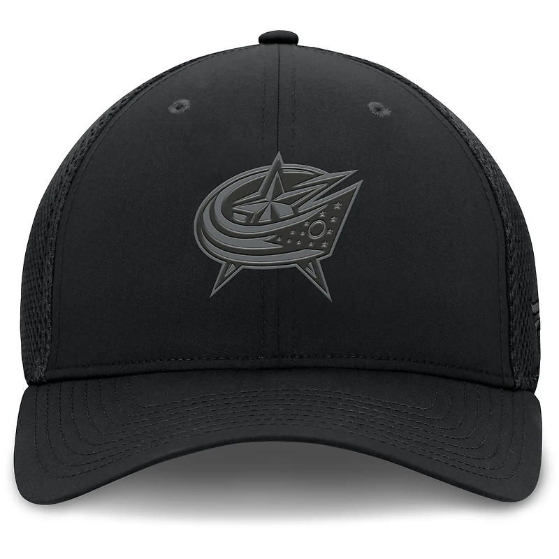 Men's Fanatics Black Columbus Blue Jackets Pro Road Logo Mesh Flex Hat