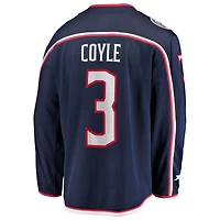 Maillot Charlie Coyle bleu marine des Columbus Blue Jackets pour homme, modèle Fanatics, coupe Breakaway