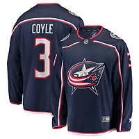 Maillot Charlie Coyle bleu marine des Columbus Blue Jackets pour homme, modèle Fanatics, coupe Breakaway