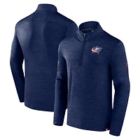 Men's Fanatics  Heather Navy Columbus Blue Jackets Authentic Pro Quarter-Zip Pullover Top