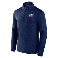 Men's Fanatics  Heather Navy Columbus Blue Jackets Authentic Pro Quarter-Zip Pullover Top