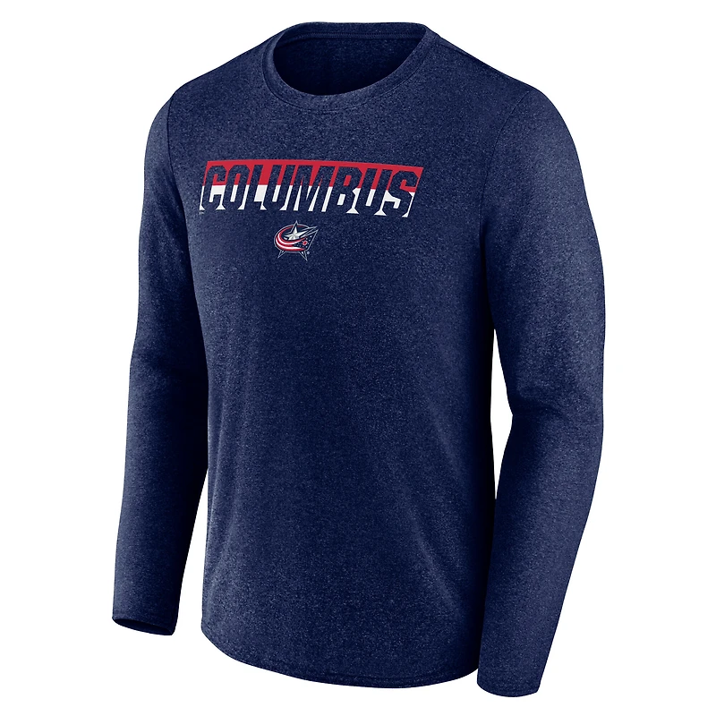T-shirt à manches longues de transition Fanatics Heather Navy Columbus Blue Jackets pour hommes