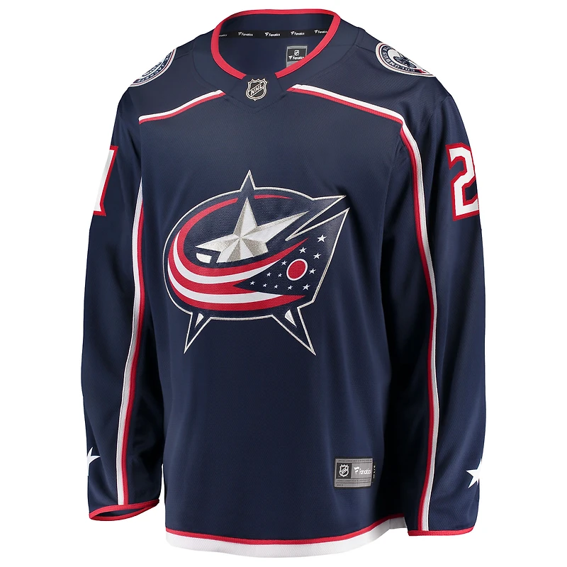 Maillot Fanatics Isac Lundestrom bleu marine des Columbus Blue Jackets pour homme