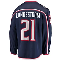 Men's Fanatics Isac Lundestrom Navy Columbus Blue Jackets Home Breakaway Jersey