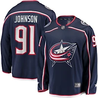 Fanatics Kent Johnson pour hommes, bleu marine, Columbus Blue Jackets, maillot Breakaway à domicile