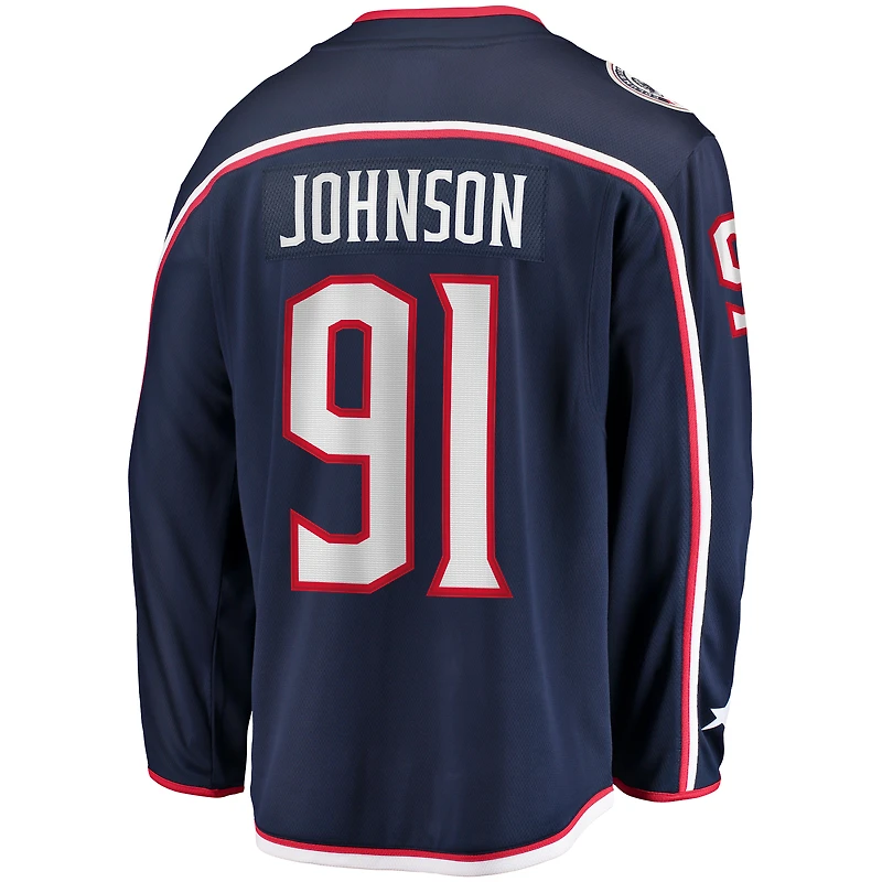 Fanatics Kent Johnson pour hommes, bleu marine, Columbus Blue Jackets, maillot Breakaway à domicile