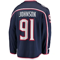 Fanatics Kent Johnson pour hommes, bleu marine, Columbus Blue Jackets, maillot Breakaway à domicile