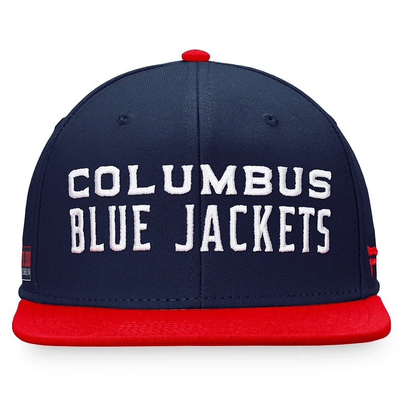Men's Fanatics Navy/Red Columbus Blue Jackets Iconic Color Blocked Snapback Hat