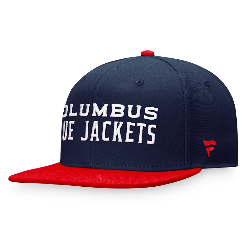 Men's Fanatics Navy/Red Columbus Blue Jackets Iconic Color Blocked Snapback Hat