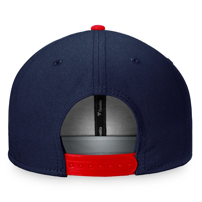 Men's Fanatics Navy/Red Columbus Blue Jackets Iconic Color Blocked Snapback Hat