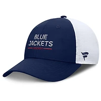 Men's Fanatics Navy/White Columbus Blue Jackets Authentic Pro Rink Lockup Adjustable Trucker Hat