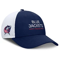 Men's Fanatics Navy/White Columbus Blue Jackets Authentic Pro Rink Lockup Adjustable Trucker Hat