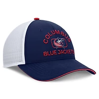Casquette de camionneur authentique Pro Rink Columbus Blue Jackets bleu marine/blanc Fanatics pour homme