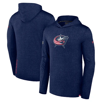 Sweat à capuche léger Authentic Pro pour homme Fanatics Navy Columbus Blue Jackets