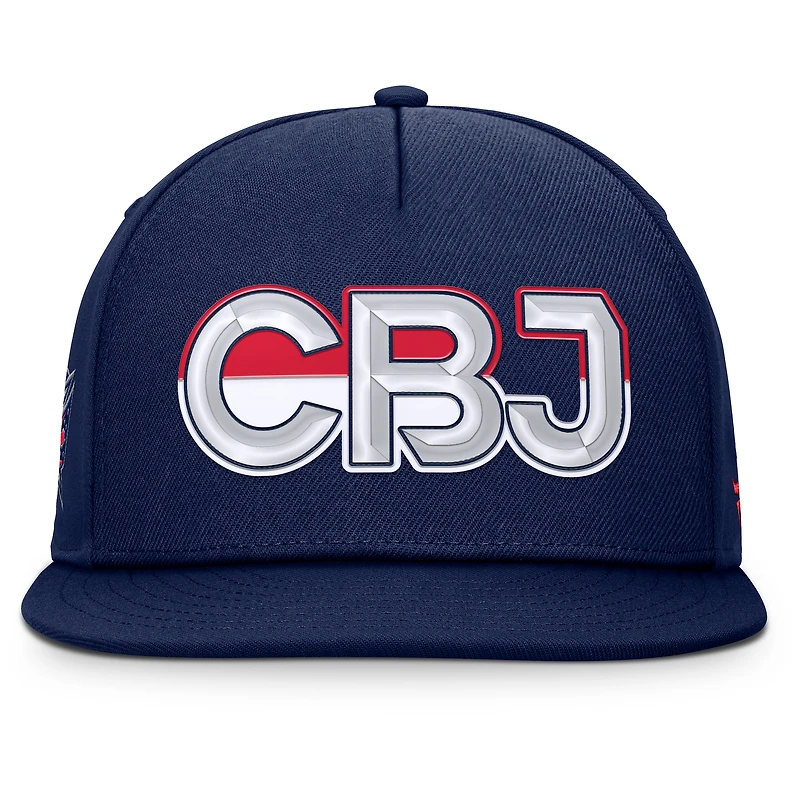 Men's Fanatics Navy Columbus Blue Jackets Authentic Pro Rink Team Code Snapback Hat
