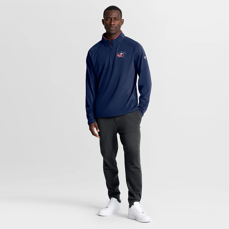Pull d'entraînement à quart de zip Authentic Pro Rink pour homme Fanatics Navy Columbus Blue Jackets
