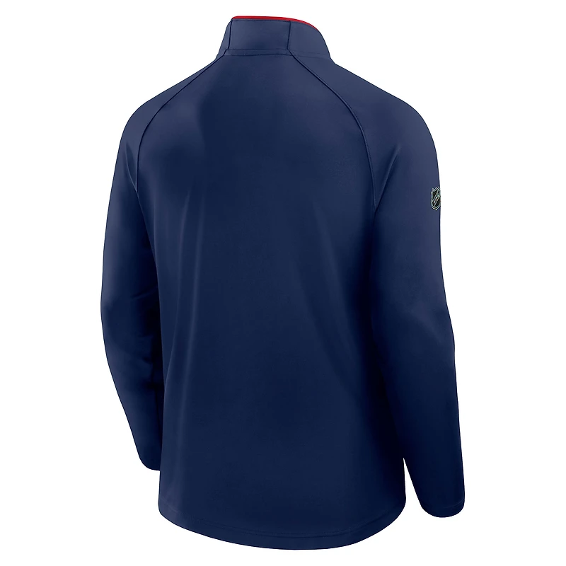 Men's Fanatics Navy Columbus Blue Jackets Authentic Pro Rink Training Quarter-Zip Pullover