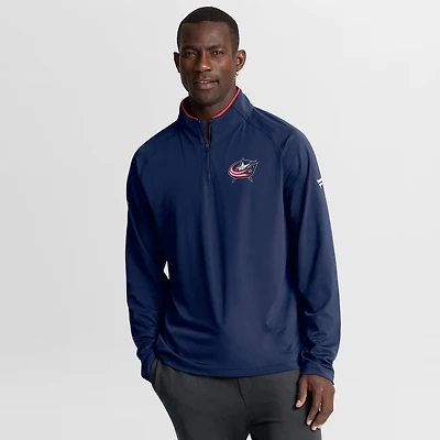Men's Fanatics Navy Columbus Blue Jackets Authentic Pro Rink Training Quarter-Zip Pullover