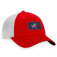 Casquette Snapback Columbus Blue Jackets Authentic Pro Rink Trucker Fanatics rouge/blanc pour hommes