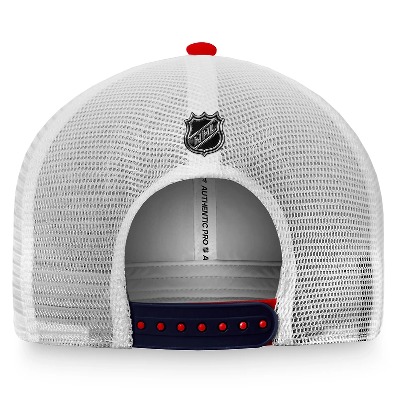 Men's Fanatics Red/White Columbus Blue Jackets Authentic Pro Rink Trucker Snapback Hat