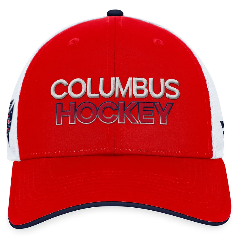 Casquette réglable Columbus Blue Jackets Authentic Pro Rink Trucker Fanatics pour hommes