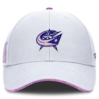 Men's Fanatics White Columbus Blue Jackets Authentic Pro Hockey Fights Cancer Adjustable Hat