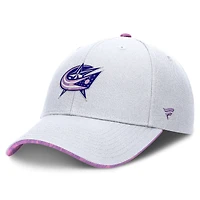 Men's Fanatics White Columbus Blue Jackets Authentic Pro Hockey Fights Cancer Adjustable Hat